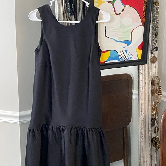 Jcrews BLACK BOW BACK SHIFT DRESS IN DUCHESS SATIN - Picture 6 of 8